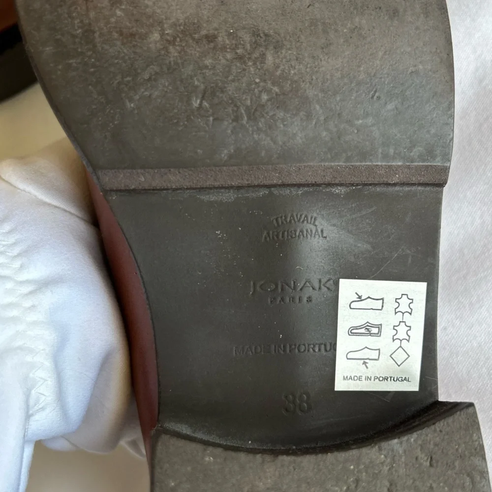 🚨⬇️🤑Jonak Paris Brown Leather Brogue Fringe Mocasines Loafers size 7-7.5 - Picture 12 of 14